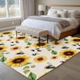 thumbnail image 4 of Spring Sunflowers Area Rugs 5'x7', Washable Small Throw Rugs for Laundry Room Playroom, Country Floral Bees Rustic Botanical Indoor Outdoor Rug Non-Slip Low Pile Carpet Runner Reversible Floor Mats, 4 of 8