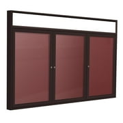 Ghent's Vinyl 36" x 72" 3 Door Enclosed Headliner Flannel Letterboard in Red