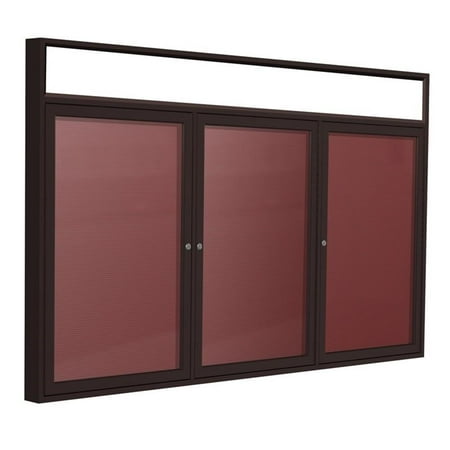 Ghent's Vinyl 36" x 72" 3 Door Enclosed Headliner Flannel Letterboard in Red