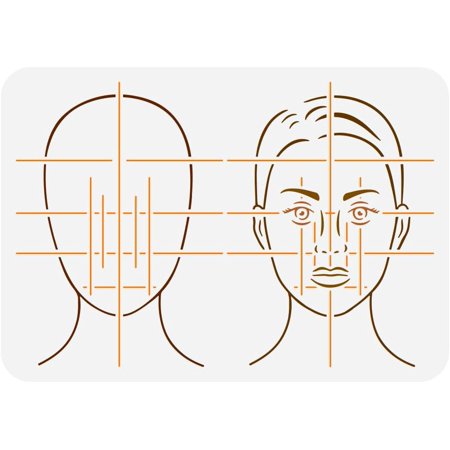 DIY Face Map Front Painting Stencil 8.3x11.7inch Reusable Golden Ratio Face Pattern Drawing Template Human Face Decoration Stencil for Painting on Wood Wall Fabric Paper Furniture DIY