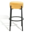 thumbnail image 2 of SAFAVIEH Couture Paisleigh Round Backless Bar Stool, Mustard/Black, 2 of 10