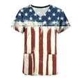 thumbnail image 4 of EGNMCR Nursing Scrub Tops for Women 4th of July Patriotic Flag Print Working Uniform Short Sleeve V Neck Workwear Blouse T shirt with Pockets Summer, 4 of 5