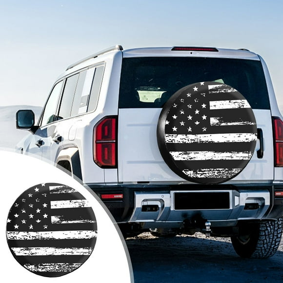 Qaailabf Large PVC Leather Spare Tire Cover for SUV Trailer Weather-Resistant Heavy-Duty Cloth with Zipper and Drawstring Size Options 22-32 Inches