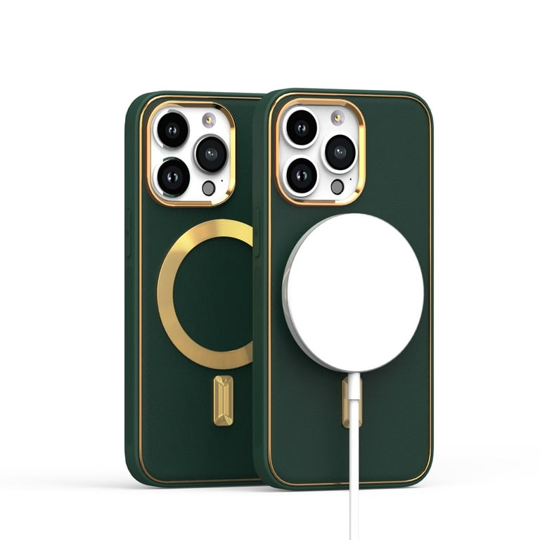 HR Wireless for iPhone 14 Plus Ultimate PU Leather Magnetic Circle Beautiful Hybrid - Midnight Green