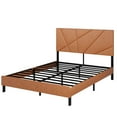 thumbnail image 7 of Full size metal bed frame, square platform bed with under-bed storage, no spring-loaded mattress required, vintage brown, 7 of 7