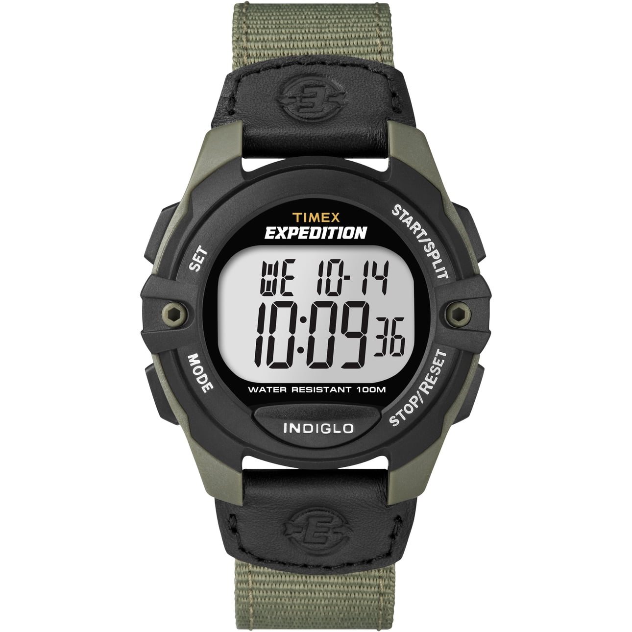 Timex Men's Expedition Digital CAT 41mm Watch – Green & Black Case with  Black Fabric & Leather Strap