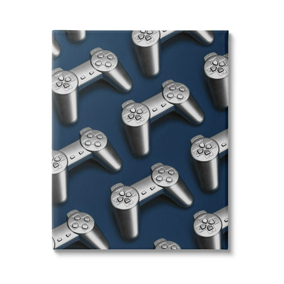 Stupell Industries Video Game Controller Pattern Art for Kids Painting Gallery Wrapped Canvas Print Wall Art