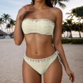 thumbnail image 2 of 2 Piece Bikini Sets for Women Bikini Set Push Up Strapless Bandeau Top with Back Tie Swimsuit Bathing Suit Summer Beach Beige L, 2 of 6