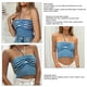 thumbnail image 2 of Top de tubo para mujer, cuello Halter, a rayas, sin espalda, sin mangas, cintura alta, Top corto para fiesta diaria y viajes, 2 of 8