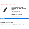 thumbnail image 2 of Left Driver Side Hood Hinge - Compatible with 1994 - 2001 Acura Integra 1995 1996 1997 1998 1999 2000, 2 of 2