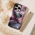 thumbnail image 6 of Glossy Heart Shaped Case Marbled Pink Black Glitter Fluid Art Design Valentine's Day Gift Compatible with iPhone 11/12/13/14/15/16 (Pro Max/Plus), 6 of 9