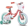 JOYSTAR Fairy 12" 14" 16" 18” Inch Kids Bike with Basket & Training Wheels for 2-9 Years Old Girls (Corel & Pink, Purple) | 14 INCH | Coral Pink