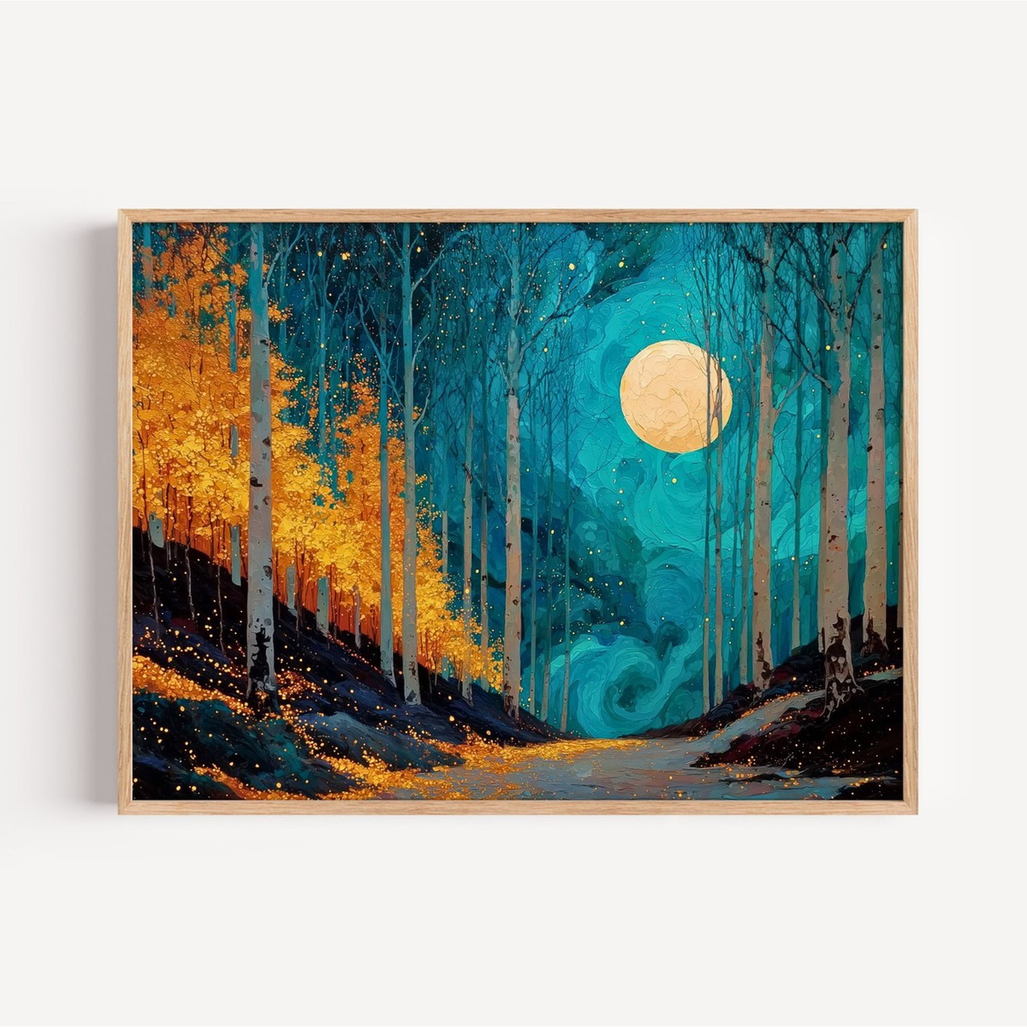 Enchanted Birch Forest Wall Art Print Mystical Nature Decor