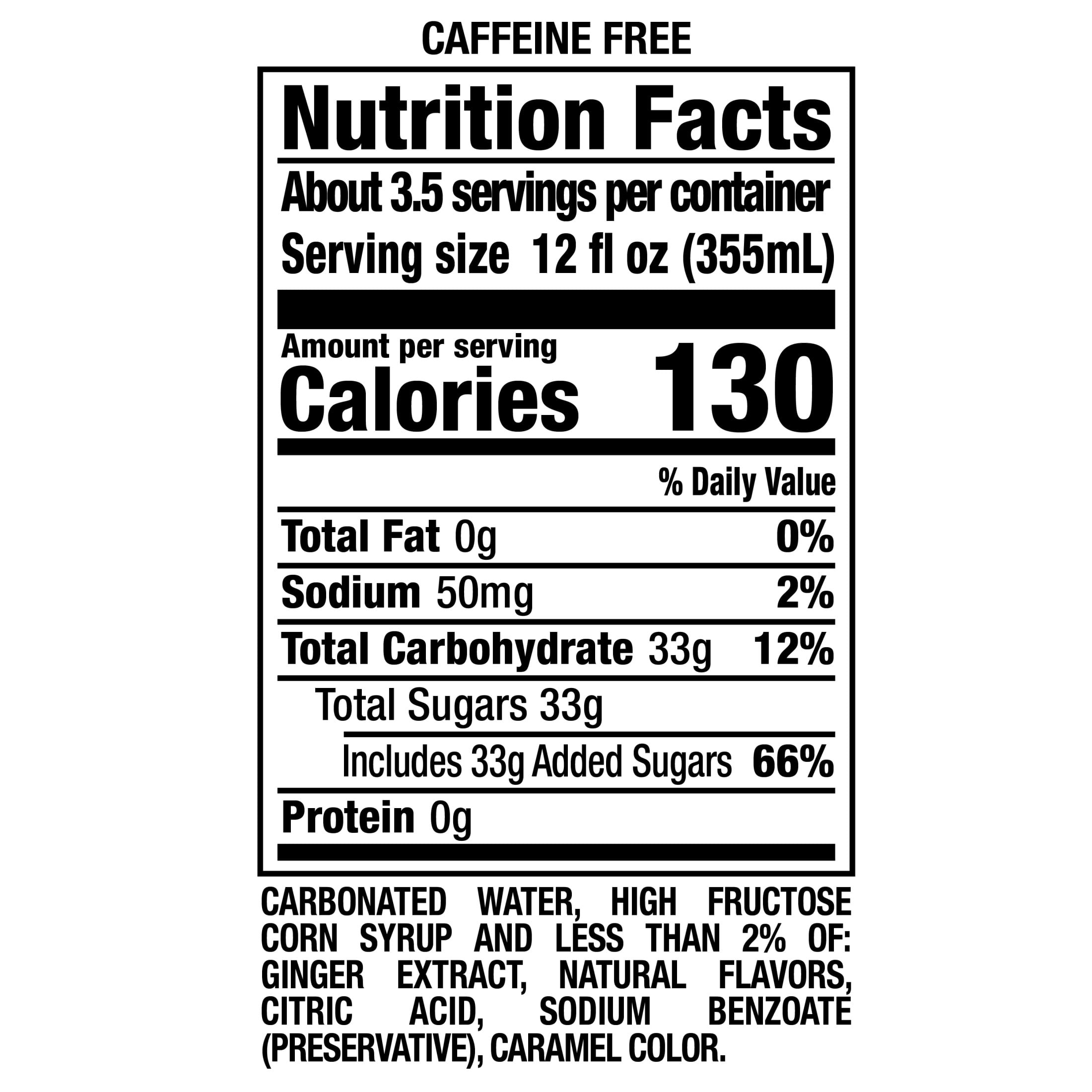 Canada Dry Caffeine Free Ginger Ale Soda Pop, 42.26 fl oz, Bottle
