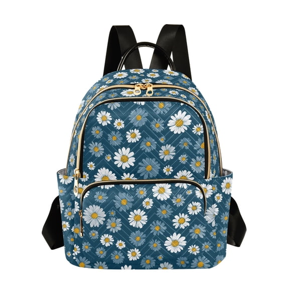 FORMRS Mini Backpack Purse for Women Quilted Travel Daypack Casual Shoulder Bag, Green Daisy Pattern