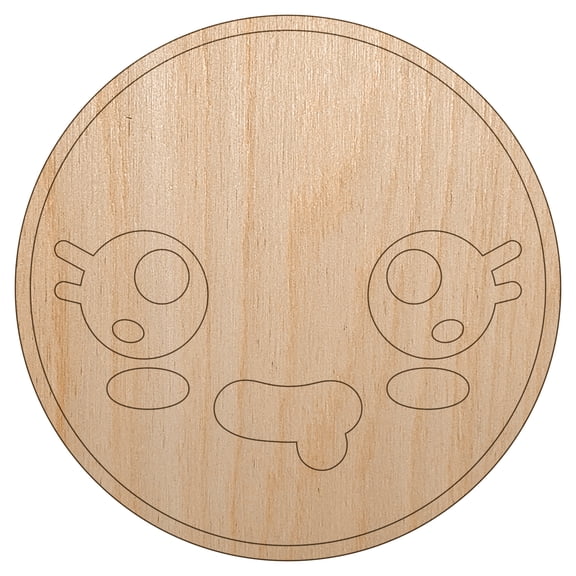 Kawaii Cute Sparkly Eyes Drool Face Wood Shape Unfinished Piece Cutout Craft DIY Projects - 4.70 Inch Size - 1/8 Inch Thick