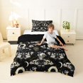 thumbnail image 4 of Homewish Gothic Moths Skull Twin Comforter Sets,Moon Floral Bedding Set,Cream Black,Halloween Duvet,Black Reversible,2 Pieces,1 Comforter and 1 Pillowcase, 4 of 7