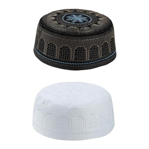 Prayer Haji Hat Beanie Skull Caps Topi black and white