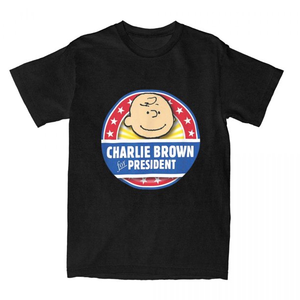 Camiseta de algodón para hombre y mujer con la frase Peanuts Charlie Brown For President Snoopy, camisetas de manga corta con cuello redondo, idea de regalo