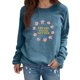 thumbnail image 1 of Gibobby Sudadera mujer Sudadera de manga larga con estampado gráfico de letras y cuello redondo para mujer(Azul,XL), 1 of 5