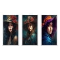 thumbnail image 2 of Designart "Woman with a Vintage Hat III" Fashion Woman Framed Wall Art Set Of 3 - Purple Fashion Woman Frame Gallery Wall Set For Home Decor, 2 of 7