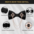 thumbnail image 6 of MENDENG Men Bow Ties for Men Crystal Chain Pretied Black Tie Classic Bowtie Adjustable Neckties (Gold/Black), 6 of 6