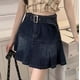 thumbnail image 5 of Falda mini vaquera con corte en A para mujer: plisada, cintura elástica, tallas S-XXL, ideal para salidas informales en verano, lavable a máquina, 5 of 5