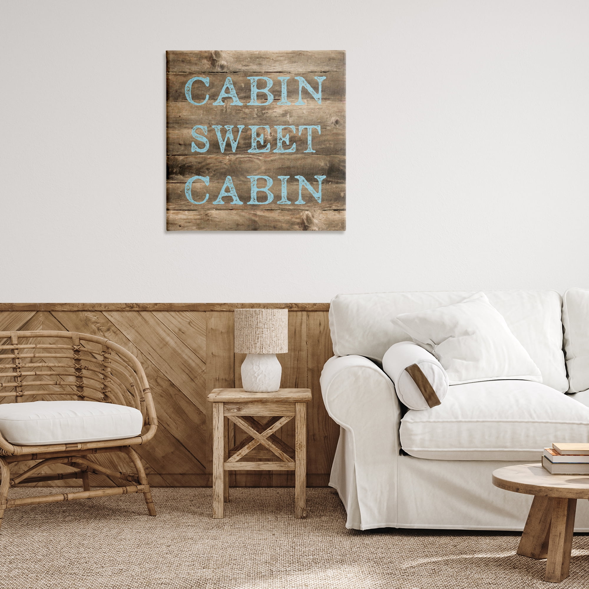 Stupell Industries Sweet Cabin Distressed Rustic Text & Numbers Painting Wrapped Canvas Art Print Wall Art, 30 x 30
