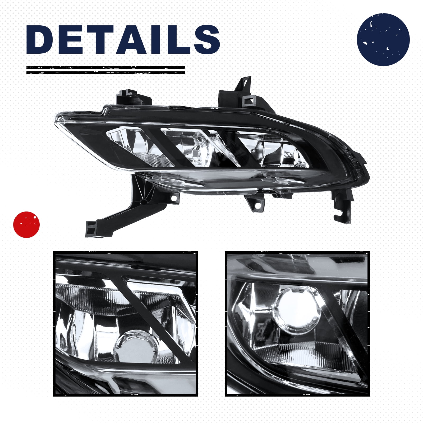 HOUGEET Fog Lights Assembly Fit for 2016-2018 Nissan Maxima Driving Fog Lamps Replacement Driver Side & Passenger Side