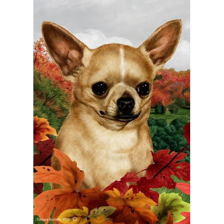 Chihuahua Garden Flag - Chihuahua Tan - Best of Breed Fall Leaves Garden Flags
