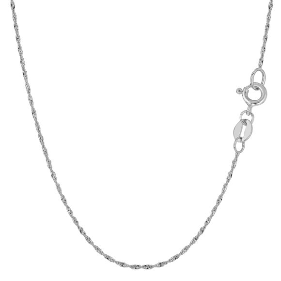 14k White Gold Singapore Chain Necklace, 1.0mm, 20"