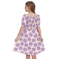 thumbnail image 2 of Actgleam Girls Summer Dress Kids Floral Print Puff Sleeve Cute Square Neck A-Line Midi Sundress,Purple Floral,5-6Y, 2 of 9
