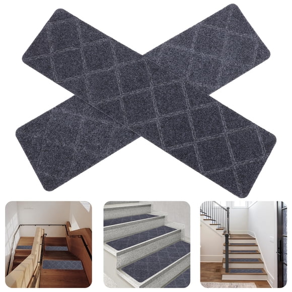 RENACLIPY 4 Pcs Stair Step Treads Dark Grey TPR Anti-skid for Home Use