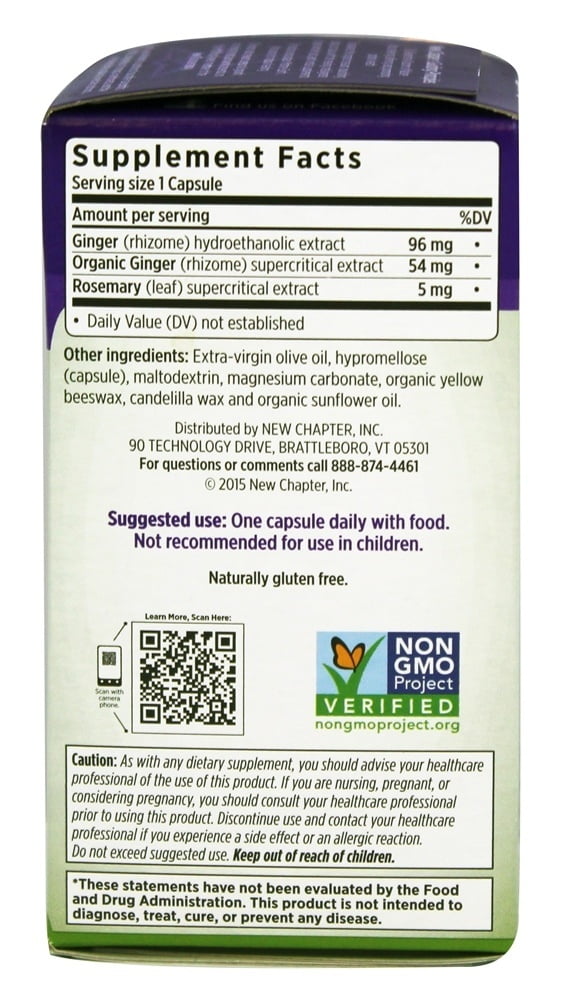 New Chapter Ginger Force 30 Vegetarian Capsules Walmart Com Walmart Com