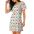 thumbnail image 2 of Balery Colorful Bus Camisón de manga corta con cuello redondo para mujer, cómodo y elegante., 2 of 6