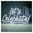 thumbnail image 1 of Letrero De Neón "Lets Celebrate" Con Letras Blancas Para Fiestas, Bares, Tiendas, Bodas, Decoración De Ambientes,43x26cm, 1 of 7