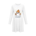 thumbnail image 6 of Taqqpue Womens Cotton Sleep Dress Long Sleeves Crew Neck Halloween Skeleton Print Loose Knee Length Nightshirt Casual Oversized Lounge Pullover Nightgown for Women Plus Size, 6 of 7