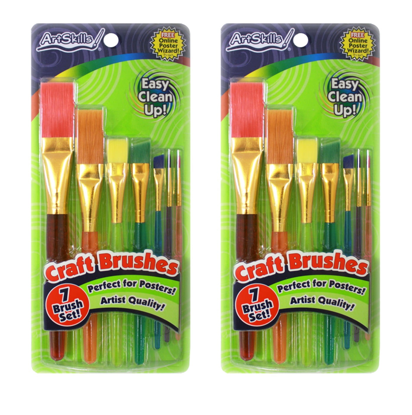 ArtSkills (2pack) Craft Paint Brushes Assorted Sizes 7Pack Each PA