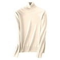 thumbnail image 3 of Women's Casual Long Sleeve Turtleneck Sweater Lightweight Knit Pullover Jumper Tops for Fall Winter Beige XL, 3 of 3