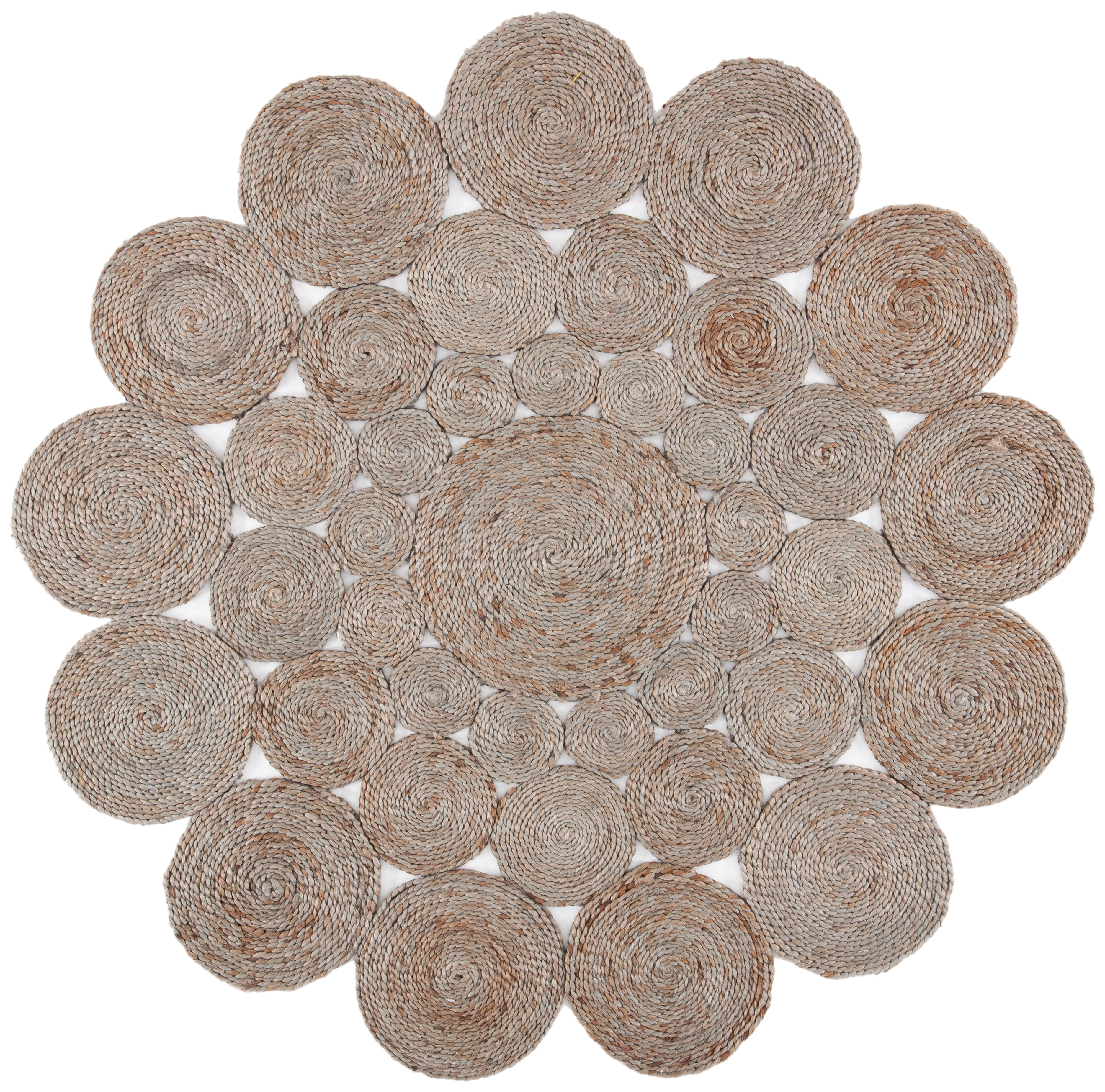 SAFAVIEH Natural Fiber Christian Geometric Area Rug, Gray, 8' x 8' Round