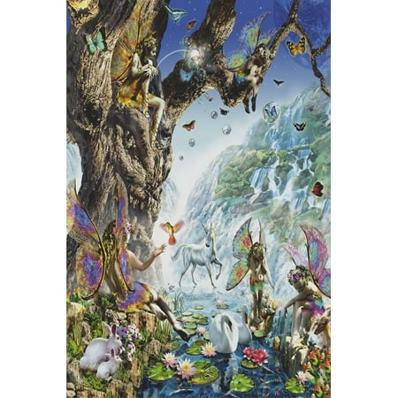 Fairy Fantasy Canvas Art - Fairy Falls Fantasy Art Print Poster 24x36 inch