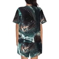 thumbnail image 3 of Lsque Wave Ocean Animal Shark Women's Short-Sleeved Pajama Set - 2 Piece Soft and Lightweight Sleepwear Set-3X-Large, 3 of 9