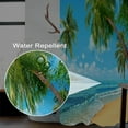 thumbnail image 3 of Summer Shower Curtain Beach Sea Scenery Shower Curtain Set for Bathroom with Hooks Green Palm Trees Leaves Waterproof Shower Curtains 84x72 inches, 3 of 6