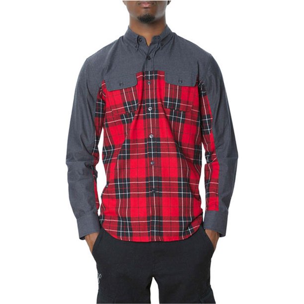 Staple The Dorchester LS Button Up Shirt para hombre, rojo, grande