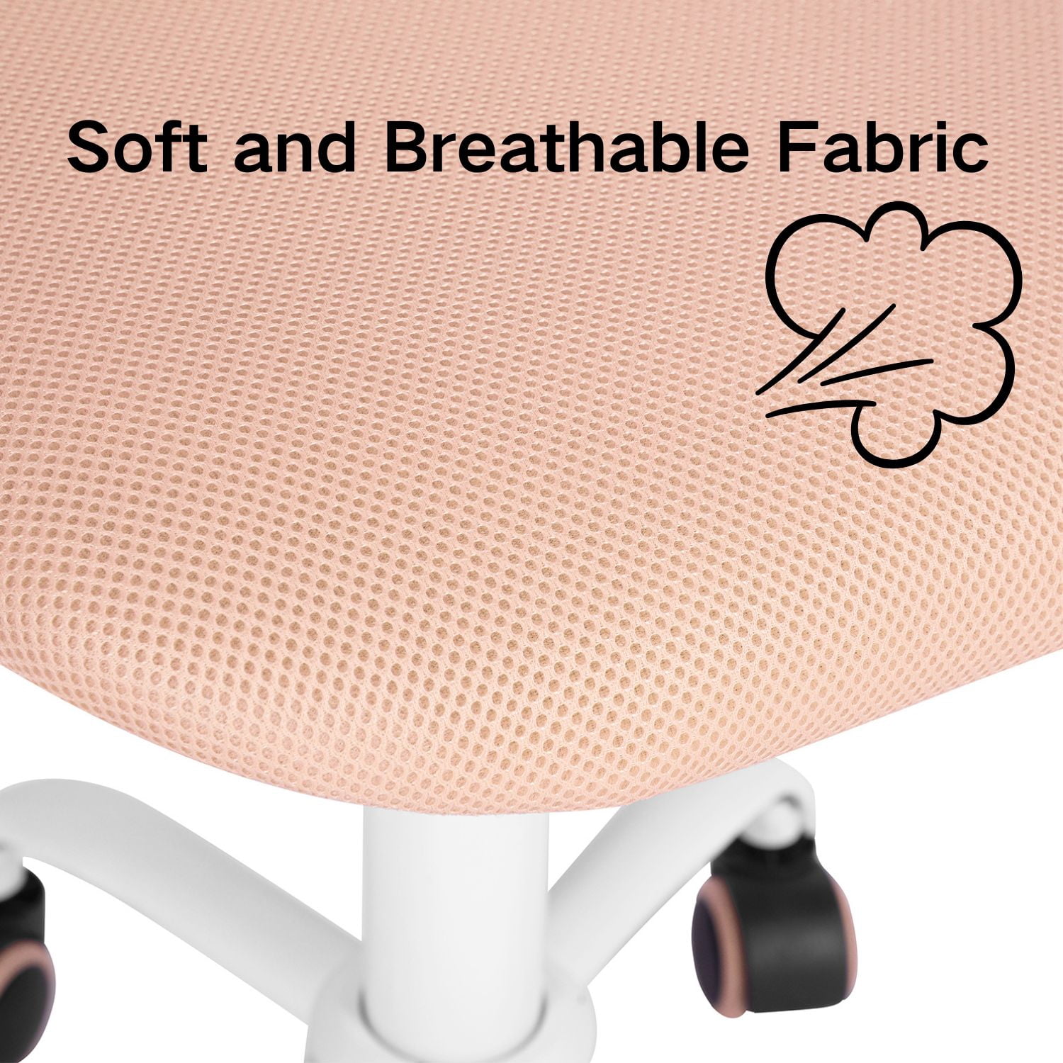 Ergonomic Home Office Desk Chair with Adjustable Height, Rolling Base, and Breathable Backrest, Rose
