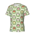 thumbnail image 3 of Yiaed Cute Chubby Frog Print Mens Short Sleeve Tight Fit T-Shirt, Crewneck Casual Tee-Small, 3 of 5