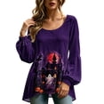 thumbnail image 2 of Halloween Shirts for Women Spooky Ghost Graphic Tunic Tops Long Balloon Sleeve Loose Casual Fall Blouses Holiday Party Costumes Apparel, 2 of 6