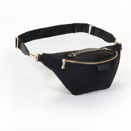 Black Oversized Fanny Pack  Plus Size Crossbody Bag with Adjustable Belt Straps  Fits 42-54 Inch Waist