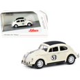 thumbnail image 1 of Coche en miniatura Schuco Volkswagen Beetle # 53 Rallye Crema con rayas y tapa negra 1/87, 1 of 1