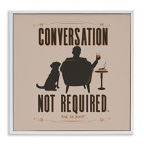 Stupell Industries No Conversation Dog Humor Animals Painting White Framed Art Print Wall Art, 17 x 17